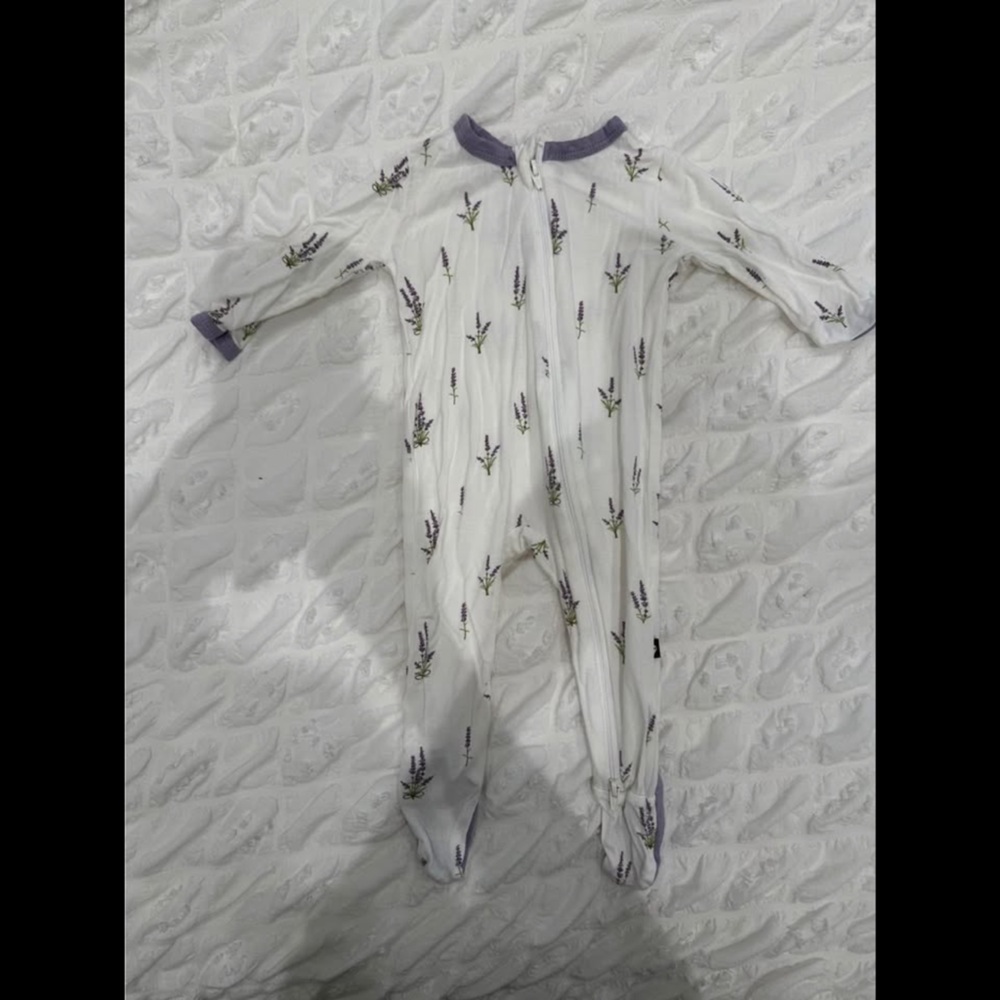 Kyte BABY Lavender Floral Zipper Onesie